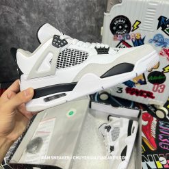 Giày Nike Air Jordan 4 Retro Military Black White Meutral Grey Like Auth 05