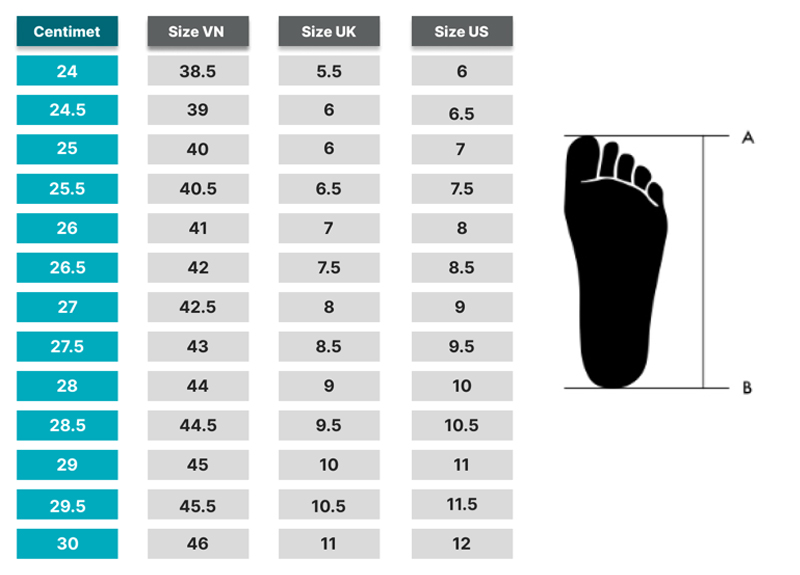 Chọn size giày Nike theo bảng size dành cho nam