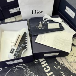 Giày Converse X Dior Kaws B23 Low Top Black White Oblique Like Auth