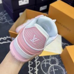 Giày Louis Vuitton LV Trainer Monogram Denim Pink Like Auth