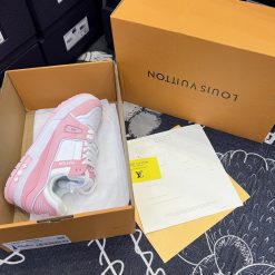 Giày Louis Vuitton LV Trainer Monogram Denim Pink Like Auth