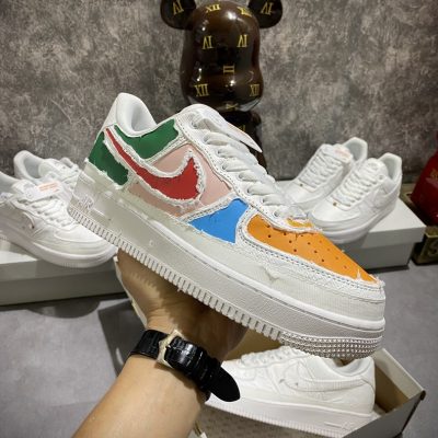 Giày Nike Air Force 1 Xé Tear-Away White Multicolour Like Auth - Xám  Sneaker | Giày Sneaker Rep 1:1