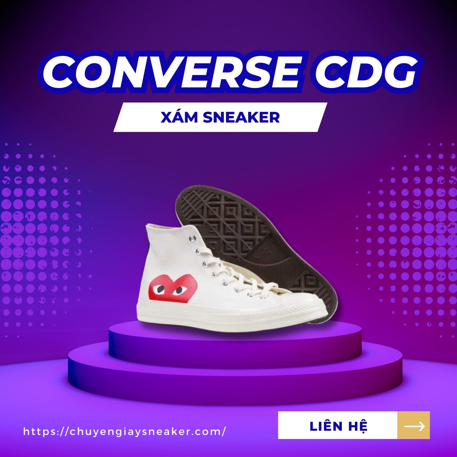 Xám Sneaker - Địa chỉ mua giày Converse CDG rep 11 uy tín